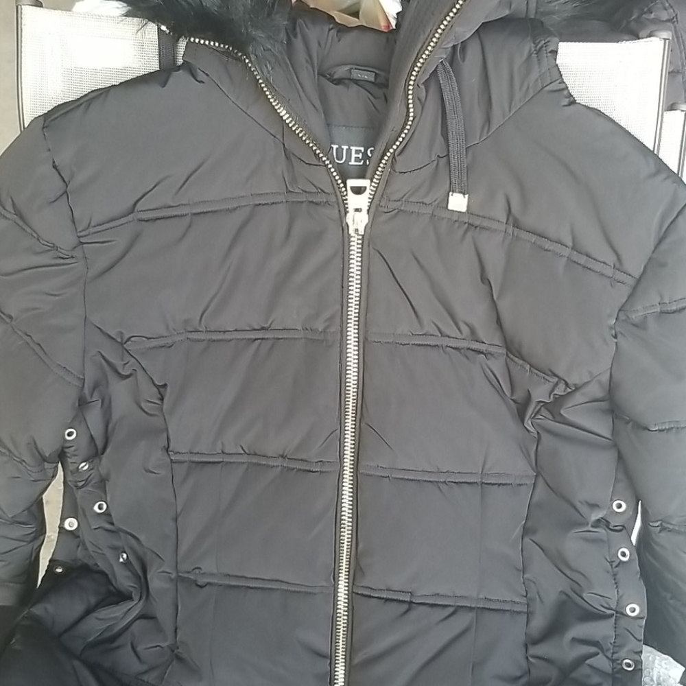 Women's Guess winter coat - black with gold zipper